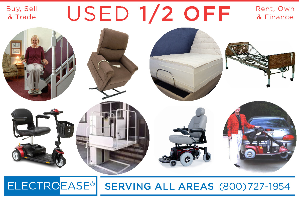 used electric adjustable & hospital beds, recycled lift chair & stair Lift, second mobility scooters & pride jazzy powerchair wheel chairs seconds