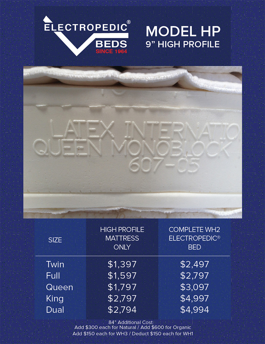 9" High Profile Natural adjustable bed mesa az Organic Latex Foam Mattress