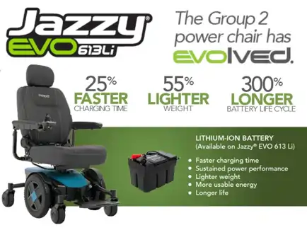 Person riding the Jazzy EVO 613 outdoors