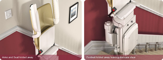 Curved stair lift folded