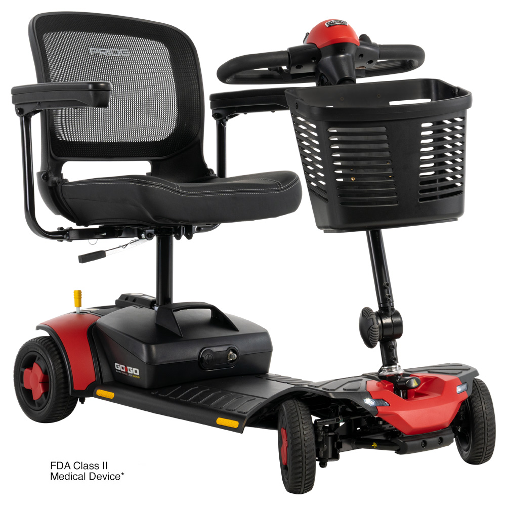 Pride Go Go Elite Traveller Gen 3 travel scooter in Cardinal Red