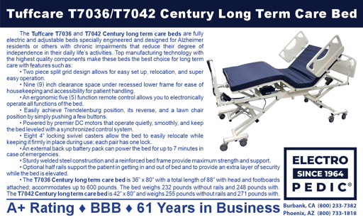 Tuffcare Long Term Care Bed T7036/T7042 has the highest reviews and ratings