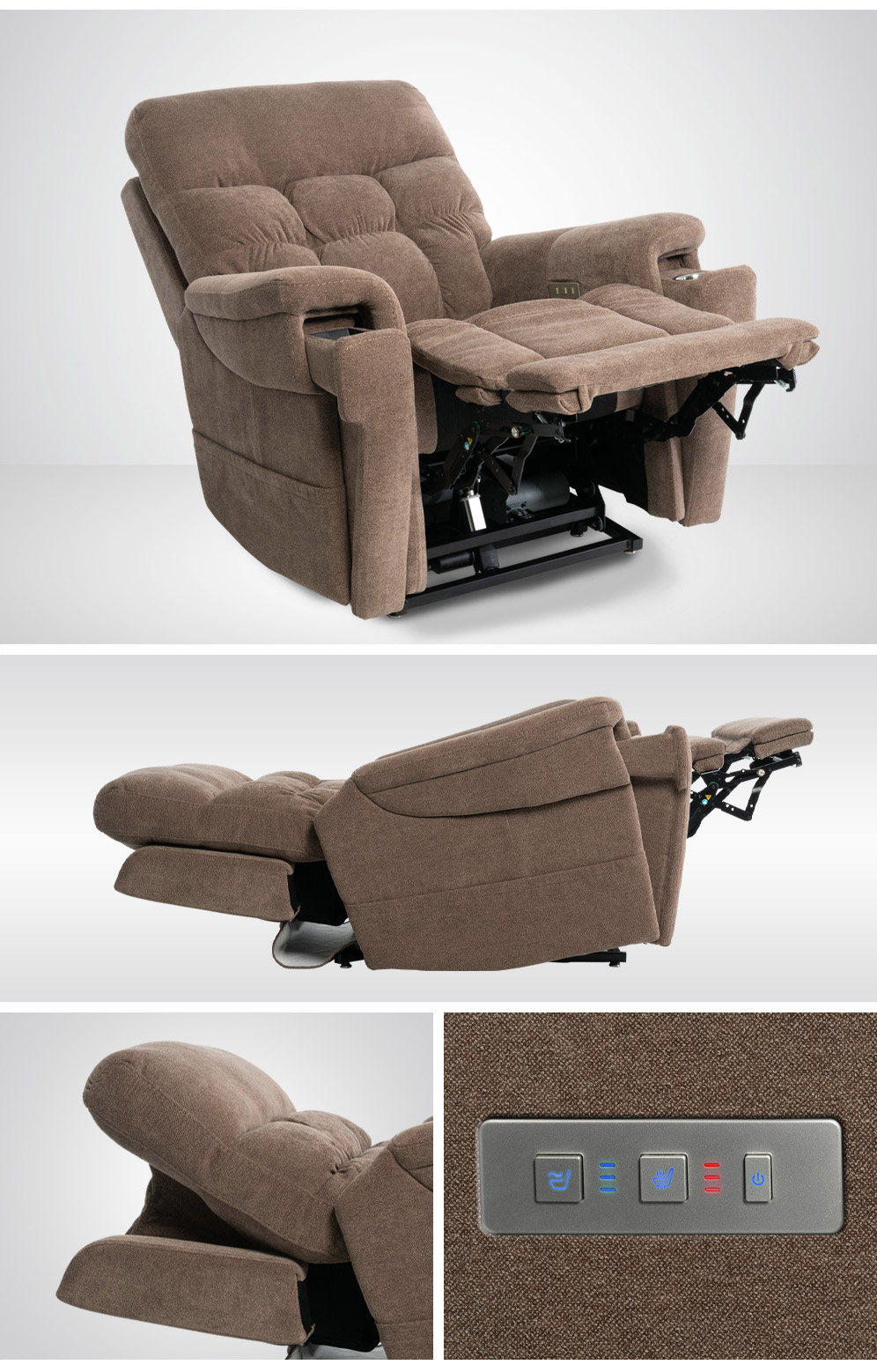 Pride VivaLift Ultra PLR-4955 lift chair positions, heat, massage and tilt features