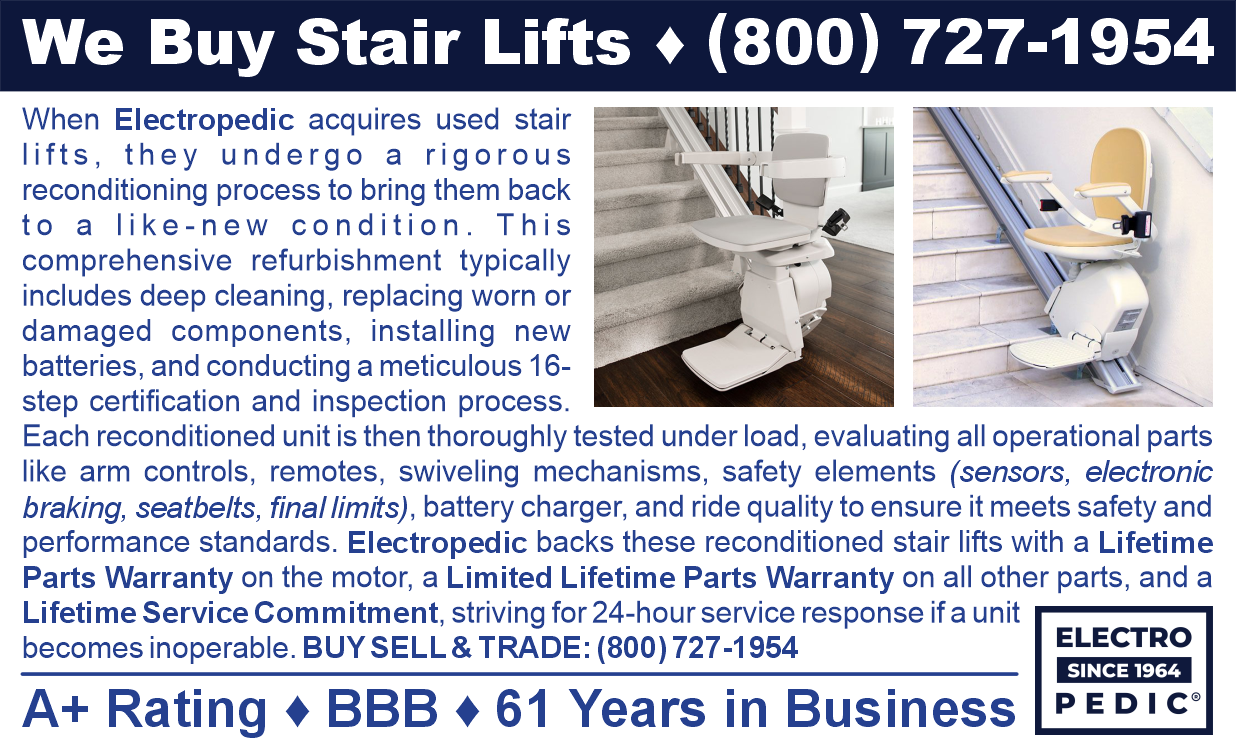 Electropedic buys used stair lifts